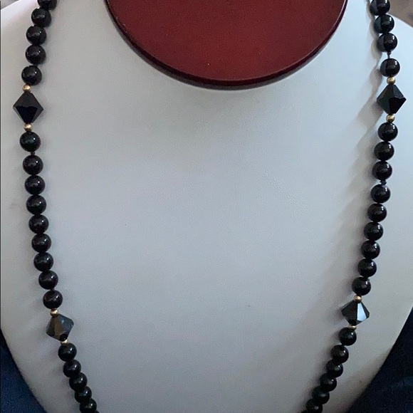 Onyx Black Jet Faceted Crystals 14k Strand - Picture 5 of 8